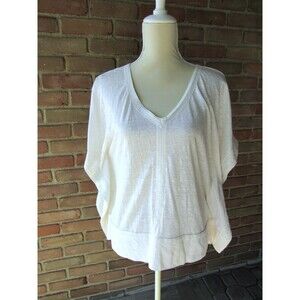 Ann Taylor Womens XS 100% Linen White Cream Top Cut Out Back Crochet Detail Boho